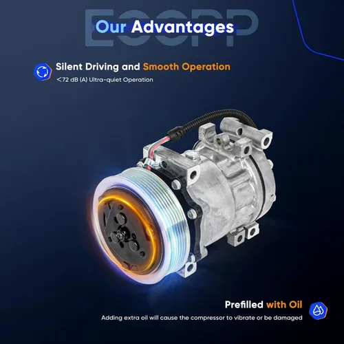 Vista 6 de ECCPP Compresor de CA 1999-2001 para Dodge Dakota para Dodge para Ram 1500 2500 3500 3.9L 5.2L 5.9L 8.0L A/C Compresor con embrague SD7H15