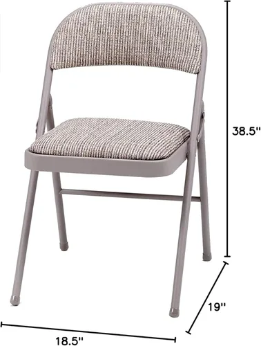 Vista 3 de MECO 4-Pack Steel Frame Folding Dining & Event Chairs, Chicory Lace Motif Upholstery, Beige - Foldable Seating with Cushioned Seat and Padded Back