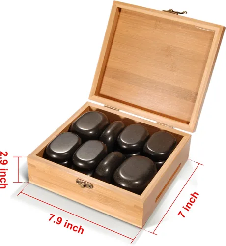 Vista 5 de Masaje Maestro Masaje 18 piezas Mini Basic Masaje Cuerpo Piedra Caliente Conjunto Negro Lava Vocano Basalto Rock, 1count