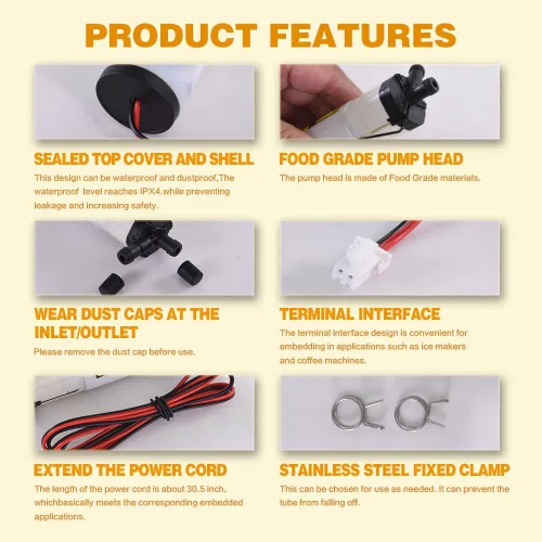 Vista 5 de Upgrade KPW26C-12C2 - Bomba de agua compatible con máquina de hielo G E Profile Opal 2.0, mini bomba de repuesto CC de 12 V con protección contra