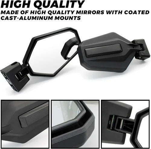 Vista 3 de Espejos laterales para accesorios Can Am Maverick Trail Sport Commander 2018-2025, espejos retrovisores laterales plegables ajustables de alta