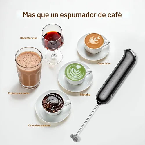 Vista 8 de InstaWhisk - Espumador de leche con velocidad variable, varita espumadora de café recargable con batidor doble desmontable, mezclador de bebidas