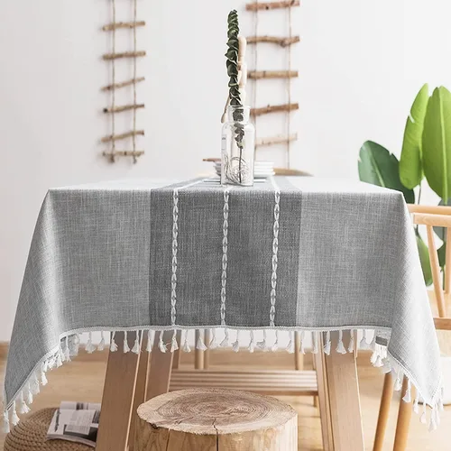 Mantel rectangular para comedor, elegante mantel de lino de granja, mantel de cocina y mesa, elegante mantel impermeable para mesa rectangular Rayas