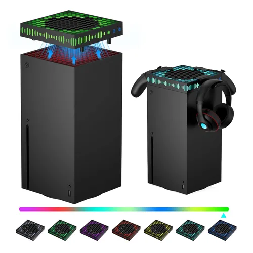 Narati Ventilador de refrigeración para tira de luz Xbox Series X RGB y 3 ganchos desmontables, sistema de enfriamiento de ventilador superior 4 en