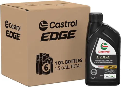 Castrol EDGE 5W-30 Aceite para motor totalmente sintético avanzado, 1 cuarto de galón, paquete de 6