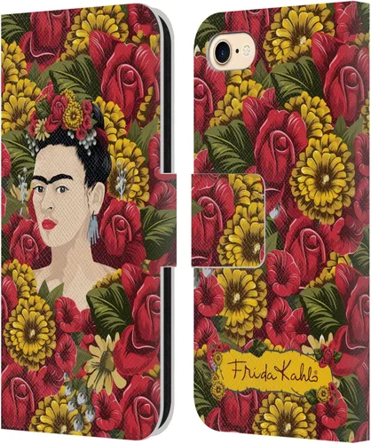 Vista 76 de Head Case Designs Funda con licencia oficial de Frida Kahlo Portrait Red Florals - Funda de piel tipo cartera compatible con Apple iPhone 14 Pro