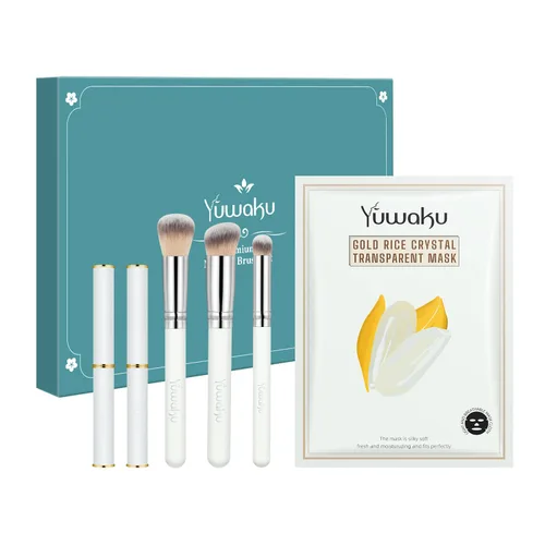 Vista 6 de Juego de brochas de maquillaje, lápiz labial y máscaras faciales, cepillo corrector de rubor en polvo, barra de labios mate de larga duración, kit