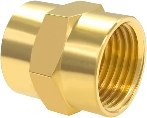 Vista 6 de Hooshing 2 unids 1/2 "x 1/2" NPT acoplador hembra de latón sólido hexagonal pezón acoplamiento de tubería