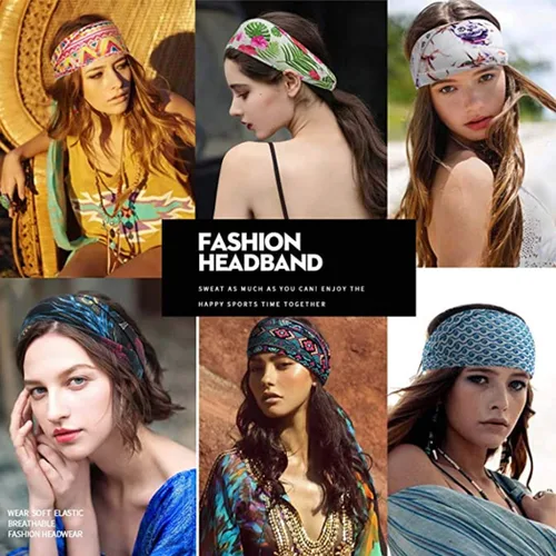 Vista 25 de GORTIN Boho Headbands Leopard Hair Bands Knoted Turban Stretch Twist Head Wraps Stripe Cloth for Women and Girls 3 Pcs (Boho)