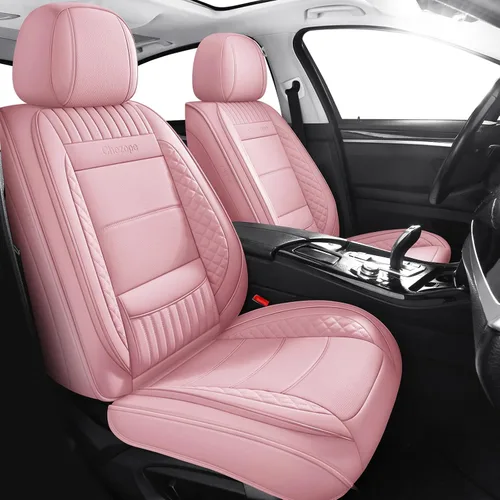 Vista 10 de Chezope - Fundas de asiento de cuero, par delantero de color beige, protectores de asiento de coche transpirables, accesorios de coche resistentes