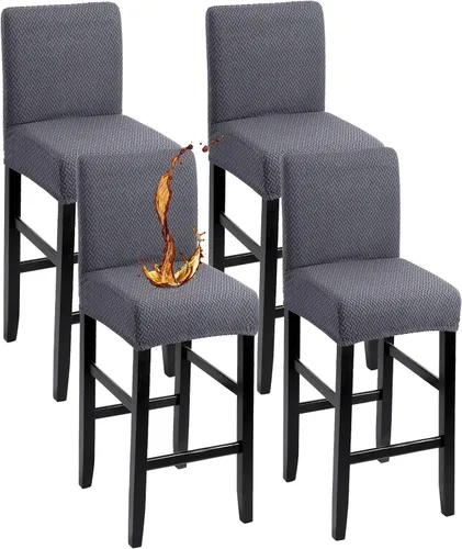 Vista 19 de YISUN - Fundas para taburete de bar, mezcla de forro polar elástico y poliéster, lavables y removibles, para taburete de bar y silla alta, con Beige