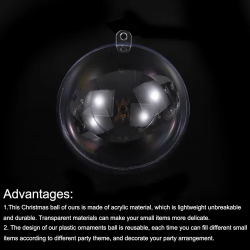 Vista 4 de MECCANIXITY 40 bolas de plástico transparente de 1.57 pulgadas para adornos de Navidad, bolas acrílicas para manualidades, árboles de Navidad