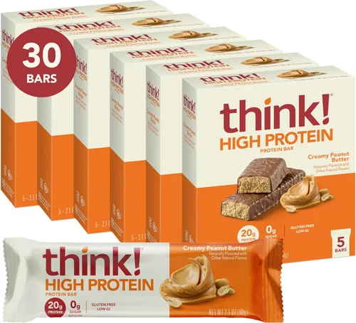 Vista 20 de think! Barras de proteínas, aperitivos altos en proteínas, sin gluten, barra energética sin azúcar con aislado de proteína de suero de leche