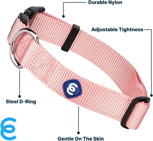 Vista 3 de Blueberry Pet Essentials Collar para Perro Pequeño en Rosa Bebé Correa de Nailon Duradera Ajustable y Ecológica Collar Clásico para Perros Extra