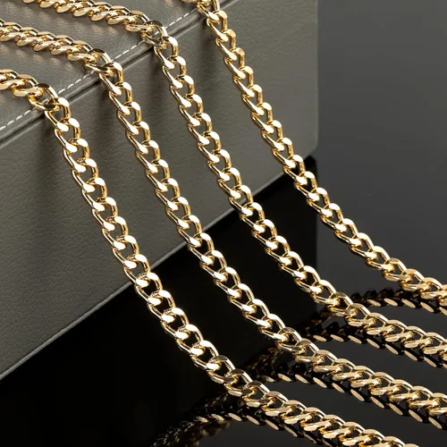 Vista 4 de YOUBEIYEE Cadena chapada en oro de 16.4 pulgadas para hacer joyas, cadena de eslabones de aluminio, collar, pulsera, suministros de joyería