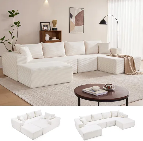 Vista 27 de Mangodan - Sofá seccional en forma de nube, sofá sin huesos para sala de estar, sofá seccional modular con asiento profundo, sofá esponjoso y cómodo