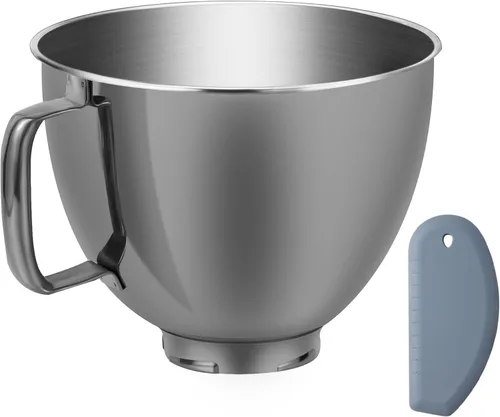 Vista 8 de Kitchenaid - Tazón mezclador de acero inoxidable de 5 cuartos de galón para batidora de pie inclinable clásica y artesanal, textura de madera, apto