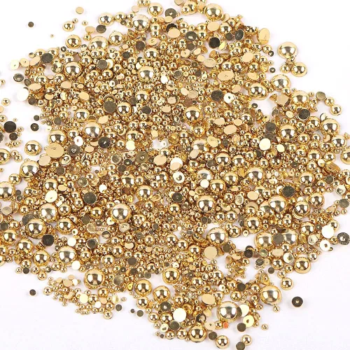 Vista 2 de 3000 unidades de perlas de ABS redondas con parte trasera plana, cuentas de imitación medio sueltas, gemas de varios tamaños de 0.08/0.39/6/0.39
