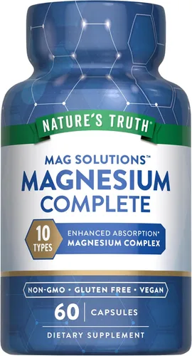 Nature's Truth Suplemento Complejo de Magnesio 10 Formas | 300 mg | 60 cápsulas | Glicinato, Citrato, Plus More | Vegano, sin OMG y sin gluten