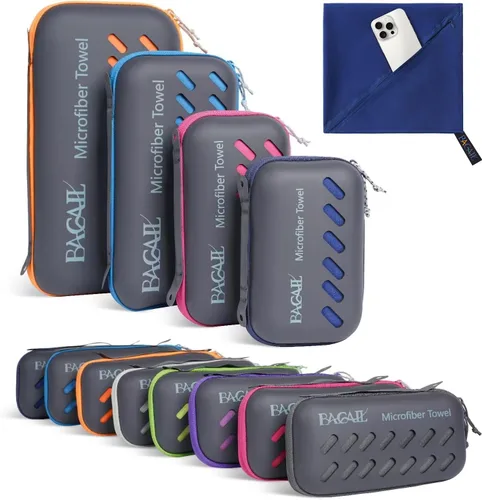 Vista 14 de BAGAIL - Toalla de camping con funda de EVA, toalla de viaje de microfibra compacta y ultrasuave, toalla de viaje súper absorbente y ligera