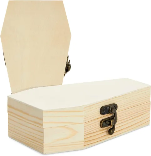 Vista 8 de Bright Creations Paquete de 6 cajas de ataúd de madera sin terminar con tapas con bisagras, decoración de ataúd para manualidades, recuerdos