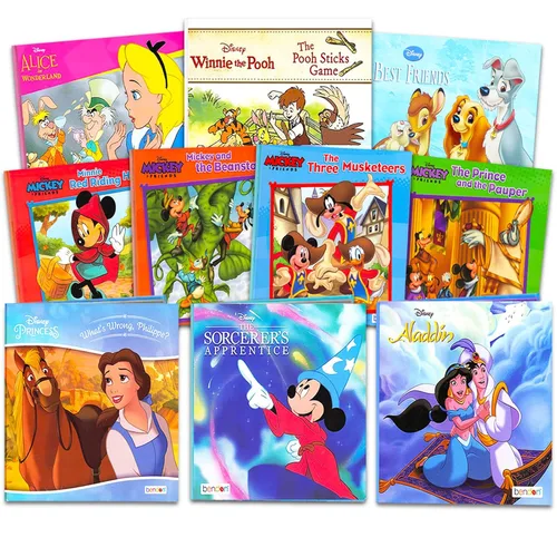 Disney Classic Storybook Collection for Toddlers 1-3 Bundle with 10 Disney Bedtime Story Books Featuring Disney Princess, Mickey, Minnie, Winnie
