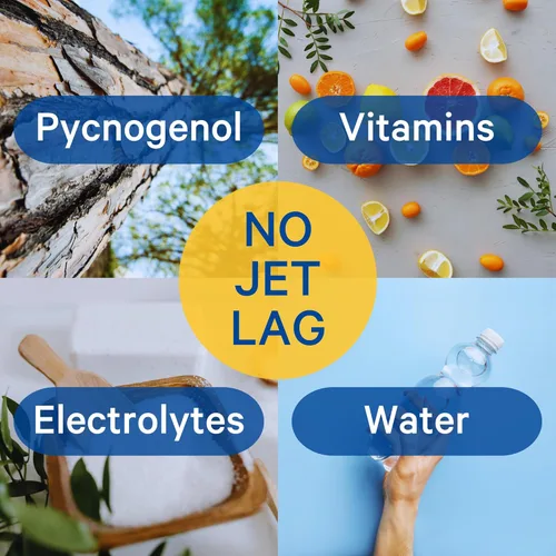 Vista 3 de 1Above Jet Lag Relief Tablets - Multivitamínico efervescente con sabor a bayas con Pycnogenol Suplemento de viaje para hidratación, energía, apoyo