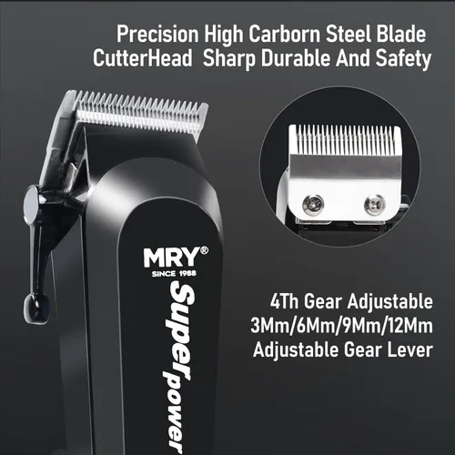 Vista 5 de MRY Cortadora de pelo inalámbrica, pantalla LCD recargable, guía profesional, peinetas para hombres y mujeres, kit de corte de pelo