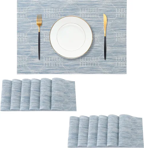 Vista 110 de Leetaltree - Juego de 4 manteles individuales beige, antideslizantes, resistentes al calor, para mesa de comedor, lavables, duraderos, de PVC