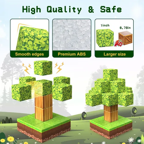Vista 10 de Juguetes de Bloques Magnéticos, Juguetes de Construcción Magnética 3D Conjunto de Juego de Bloques, 100 Piezas de Juguetes de Construcción