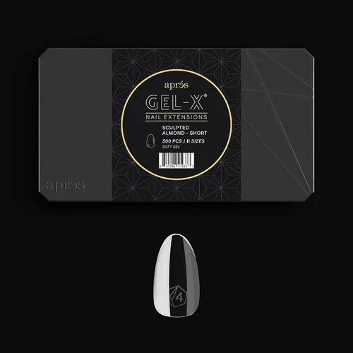 Aprés Caja de puntas Gel-X® | Almendra esculpida | 500 puntas de gel suave, 11 tamaños 00-9, calidad premium (corto de almendra esculpida, 500