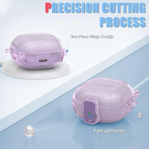 Vista 5 de Inesore Funda para Samsung Galaxy Buds FE/Galaxy Buds 2/Pro/Galaxy Buds Live, con carcasa de bloqueo de seguridad, accesorios con llavero/correa
