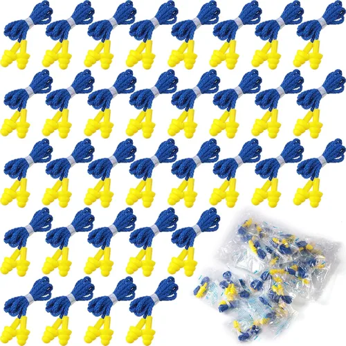 Vista 12 de Tondiamo 200 pares de tapones para los oídos reutilizables de silicona con cordón para dormir, envueltos individualmente, protección auditiva