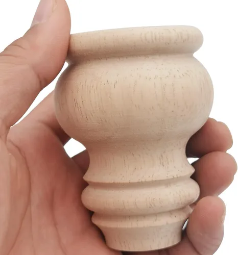 Vista 6 de Patas de Muebles de Madera Maciza de 3 Pulgadas de Alto Pies Tipo Bollo Sin Terminar para Gabinete Sofá Otomano Soporte de TV Sofá de Dos Plazas