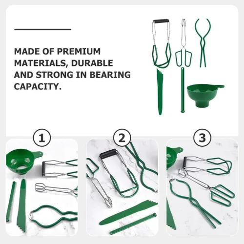 Vista 9 de Kit de 12 piezas de conservas esenciales para botes, tapa magnética, embudo de enlatado de boca ancha, herramientas de cocina para enlatado
