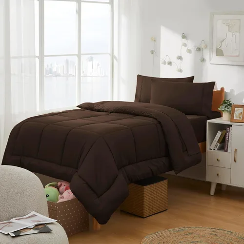 Vista 8 de Dorm Room Essentials Ropa de Cama Universitaria Juego de Edredón de 5 Piezas Tamaño Twin Cama en una Bolsa para Estudiantes Universitarios Chicos