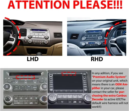 Vista 2 de Para Honda Civic 2006-2011 LHD Quad Core 2G+64G CarPlay Android Navegación Automática Android Estéreo GPS Radio Reverse Cámara Pantalla 10 "IPS