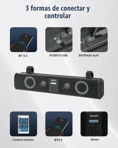 Vista 9 de Barra de sonido UTV de 26 pulgadas con luces de fiesta RGB, 110 dB