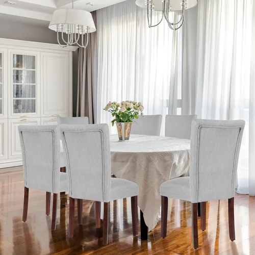 Vista 2 de HomePop Parsons Classic Upholstered Accent Dining Chair, Single Pack, Light Grey