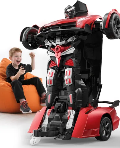 Vista 10 de V992 Auto a control remoto que se transforma, auto robot que se transforma, RC, escala 1:14, juguete de auto robot 2-en-1 con sonido y luz