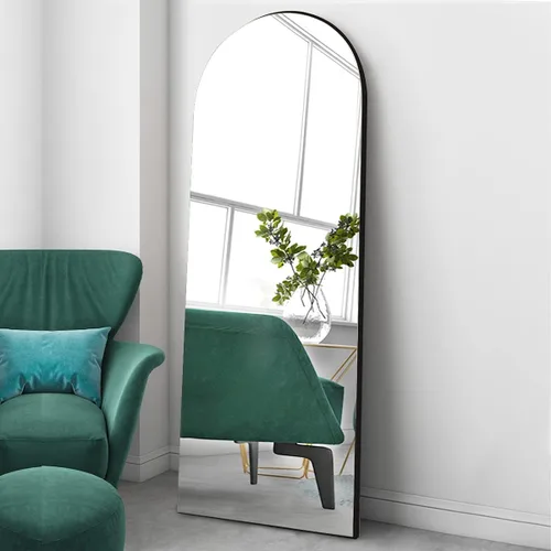 Vista 3 de Espejo arqueado de longitud completa de 64 x 21 pulgadas, espejo de pie independiente, espejo moderno de cuerpo completo con soporte, espejo