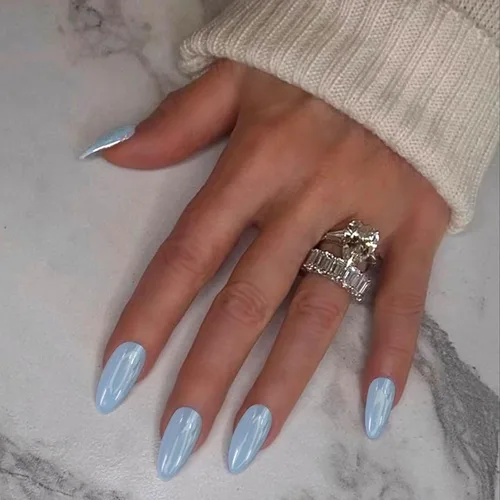 Vista 24 de Uñas postizas a presión marrón café, uñas postizas medianas de almendra, color sólido, cobertura completa, uñas postizas artificiales brillantes