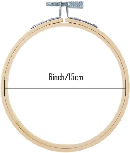 Vista 3 de Pllieay 6 aros redondos de bordado de 6 pulgadas/5.9 in, anillos de aro de punto de cruz de bambú para costura artesanal