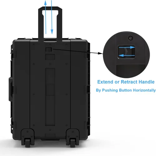 Vista 6 de Regetek Funda rígida impermeable de 32 pulgadas con ruedas, espuma personalizable, funda enrollable para lentes de cámara, videocámara, dron