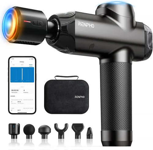 Vista 10 de RENPHO Ascend - Pistola de masaje profesional, amplitud ajustable de 0.236-0.472 in para intensidad personalizada, masajeador de percusión de tejido
