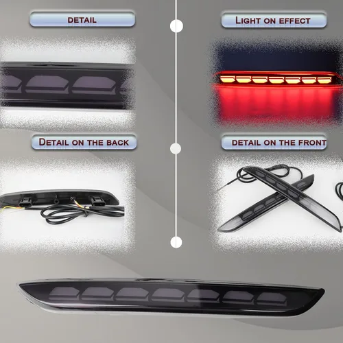 Vista 3 de Kit de ensamblaje de luz de reflector LED de lente roja para parachoques trasero y antiniebla para Honda Civic Hatchback 2022-2024, luz de señal