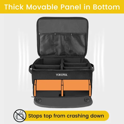 Vista 7 de YOREPEK Organizador de maletero de golf de 2 capas, regalos de golf para hombres con compartimento ventilado separado para 2 pares de zapatos