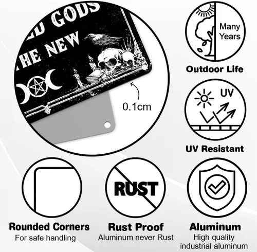 Vista 5 de Letrero de metal para baño de bruja, letrero de humor oscuro con texto "No Soliciting", espeluznante decoración del hogar, de aluminio, libre