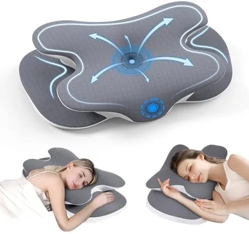 A-Pce Almohada cervical para el cuello, almohadas ergonómicas de espuma viscoelástica para aliviar el dolor de cuello con funda de almohada