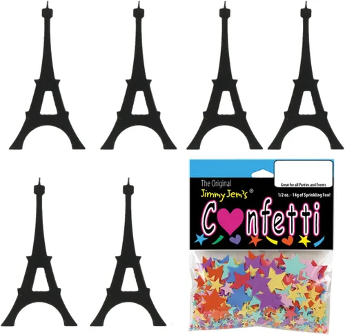 Vista 3 de Confeti Torre Eiffel Negro - 4 bolsas de media onza (2 onzas) #9278 Q02